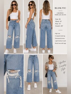 Blank NYC Over It Distressed Wide Leg Jeans 26